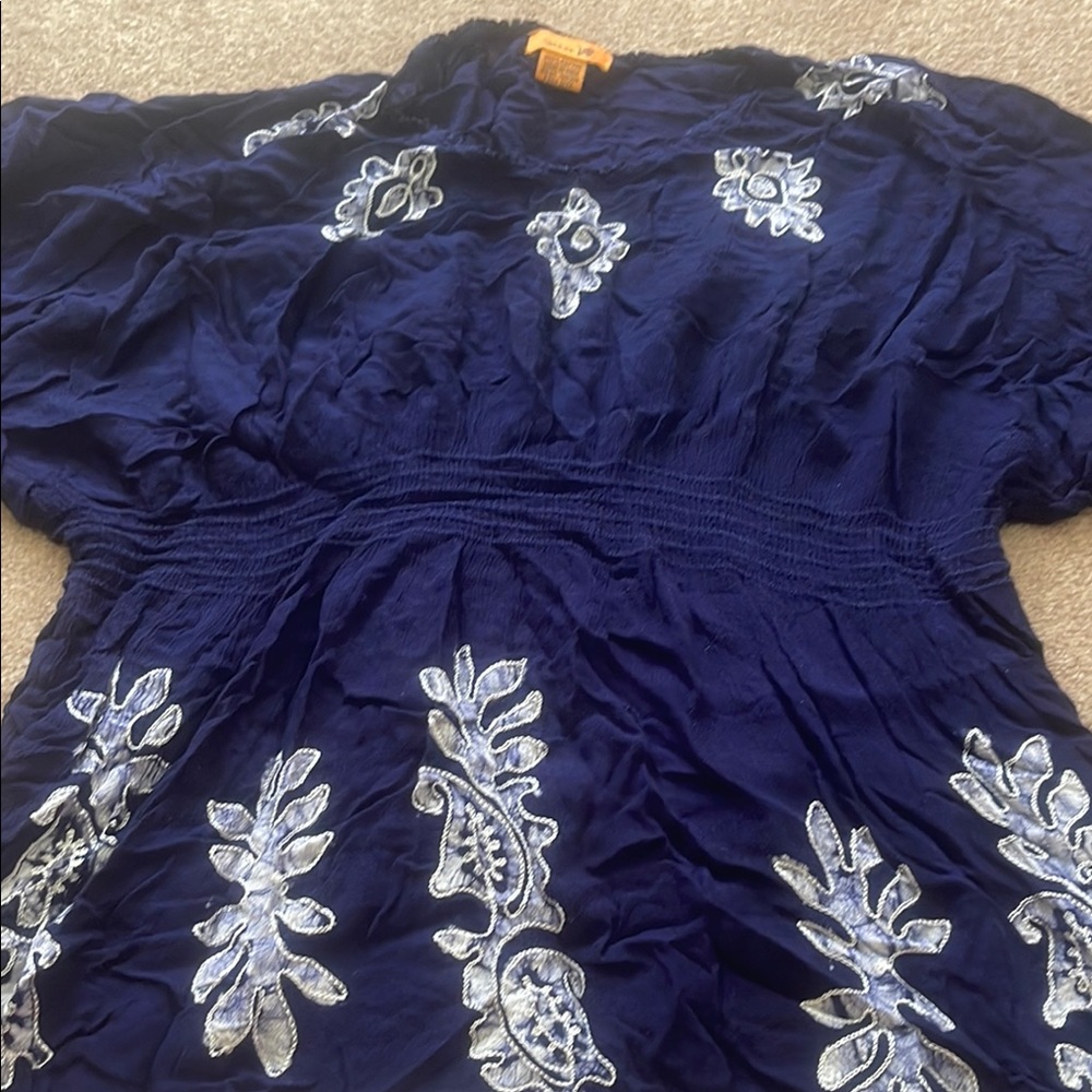Navy Blue Embroidered Dress